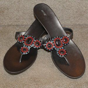 Ap.t 9 Silver Beaded Sandals Size 10